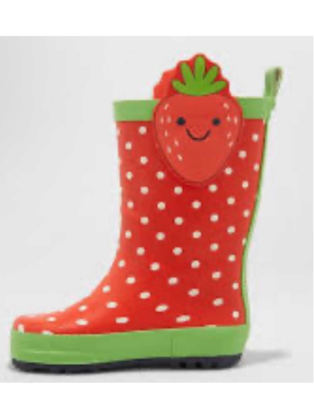 Girls Red & Green Strawberry Polka Dot Rain Boots Size 11